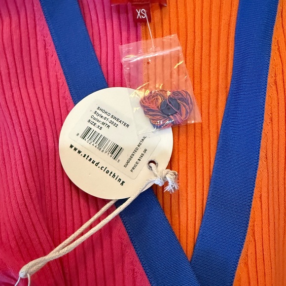 NWT STAUD Vivid Pink and Orange Long Sleeve Dress - Picture 2 of 4